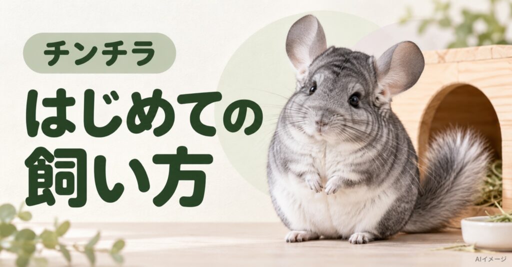 チンチラ：はじめての飼い方（AI生成イメージ）