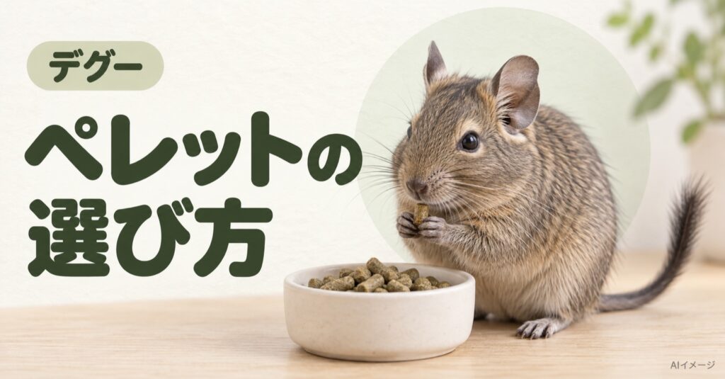 デグー：ペレットの選び方（AI生成イメージ）