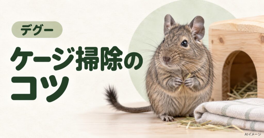 デグー：ケージ掃除のコツ（AI生成イメージ）