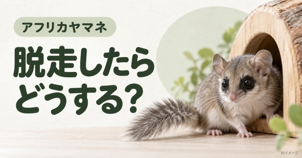 アフリカヤマネ：脱走したらどうする？（AI生成イメージ）