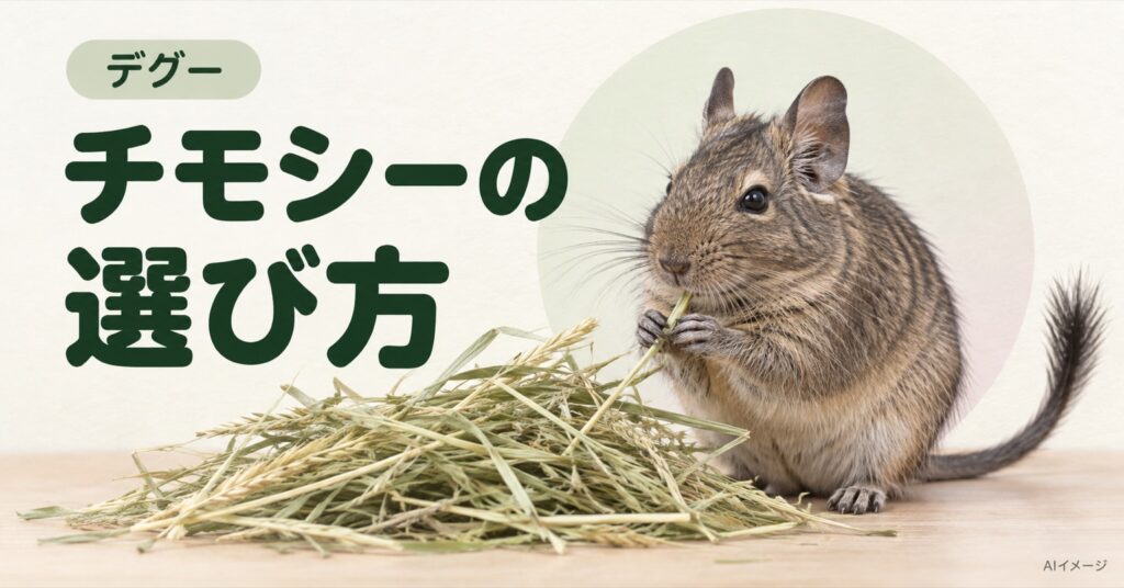 デグー：チモシーの選び方（AI生成イメージ）