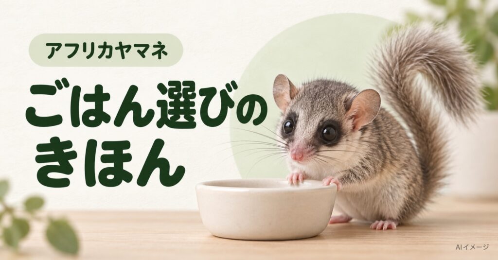 アフリカヤマネ:ごはん選びのきほん(AI生成イメージ)