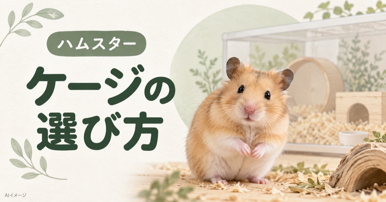 ハムスターとハムスターのケージの選び方を表すAIイメージ