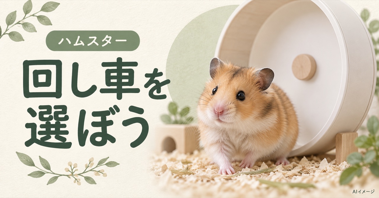 ハムスターとハムスターの回し車の選び方を表すAIイメージ