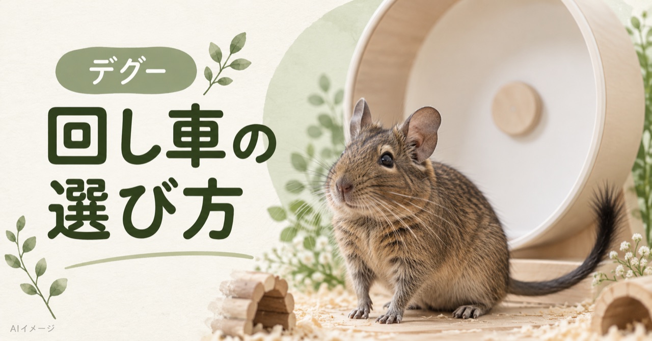 デグーとデグーの回し車の選び方を表すAIイメージ