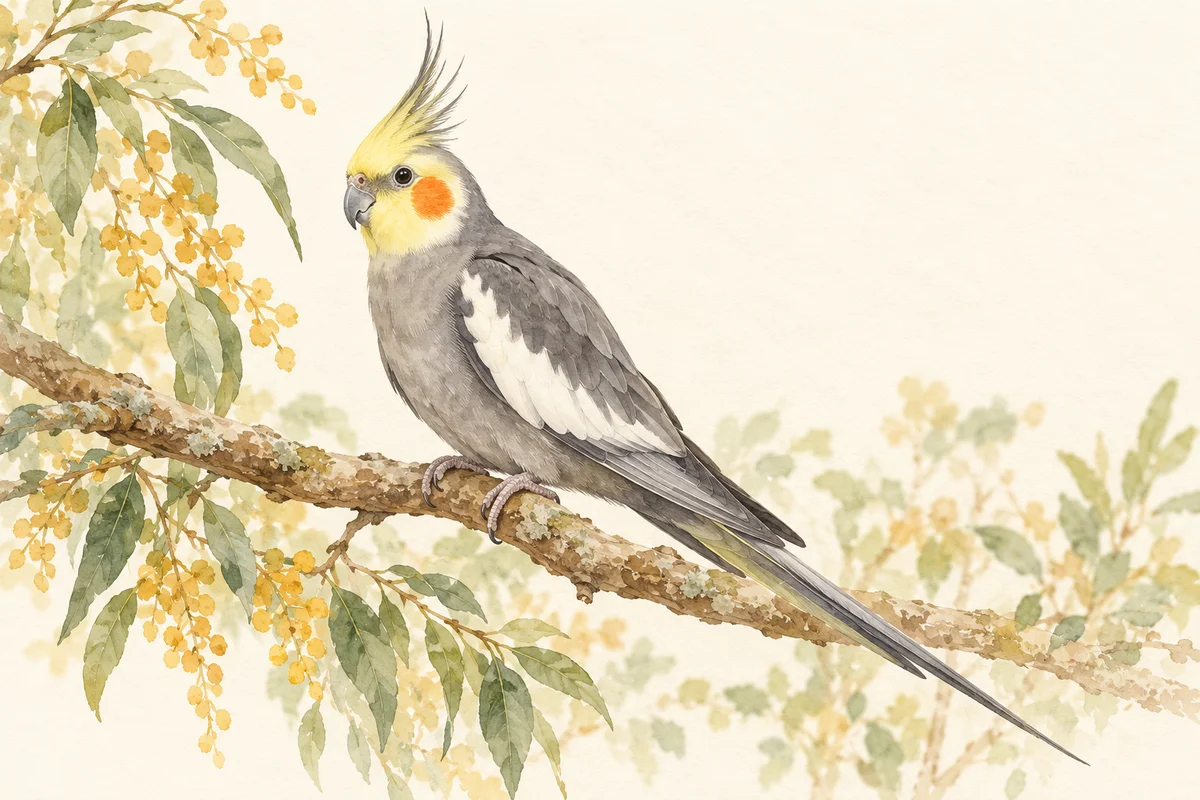オカメインコの水彩イラスト
