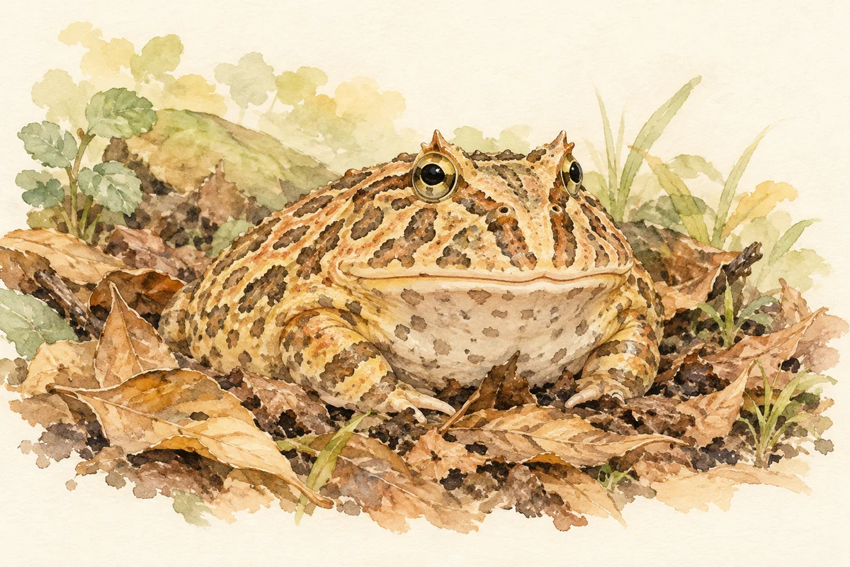 クランウェルツノガエルの水彩イラスト