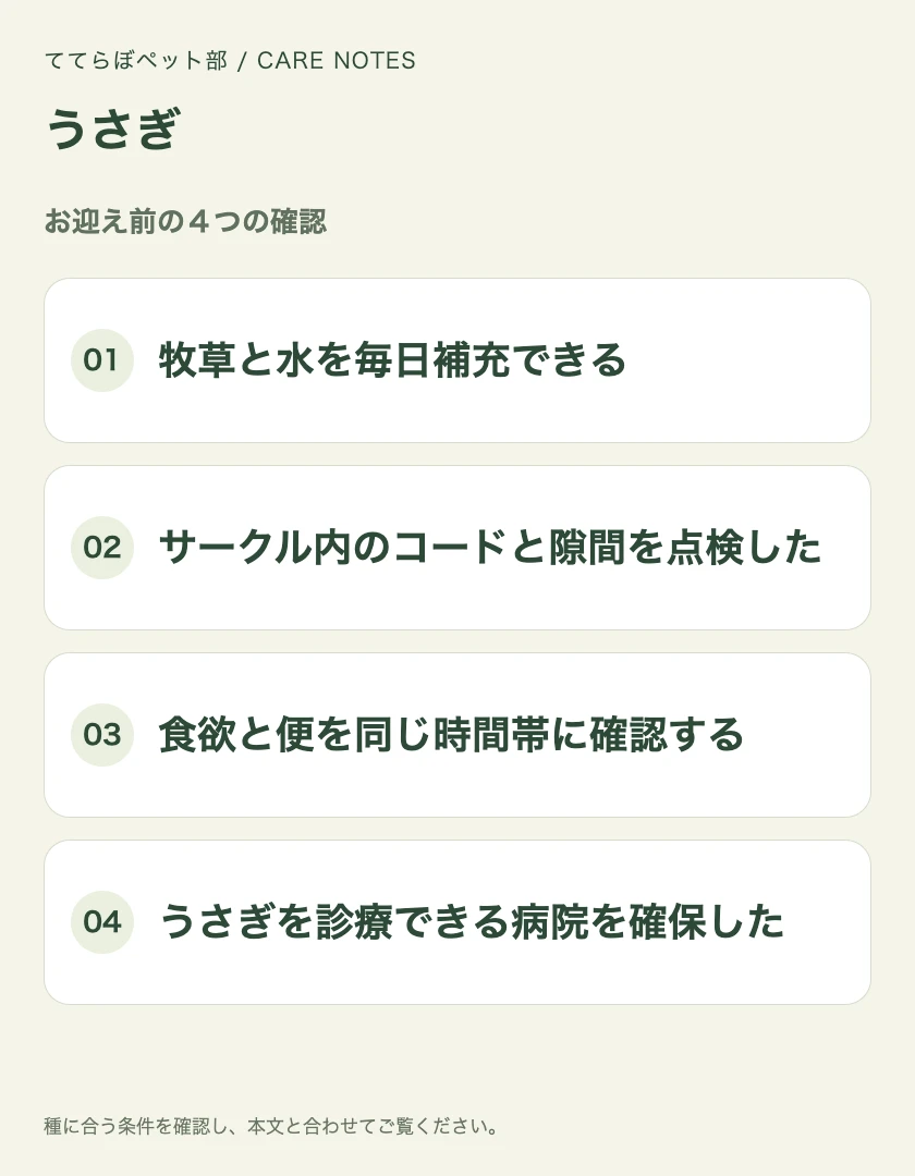うさぎのお迎え前に確認する4項目