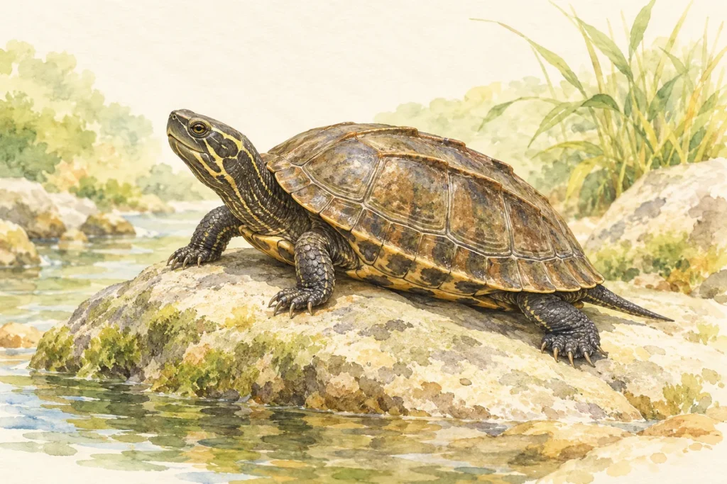クサガメの水彩イラスト