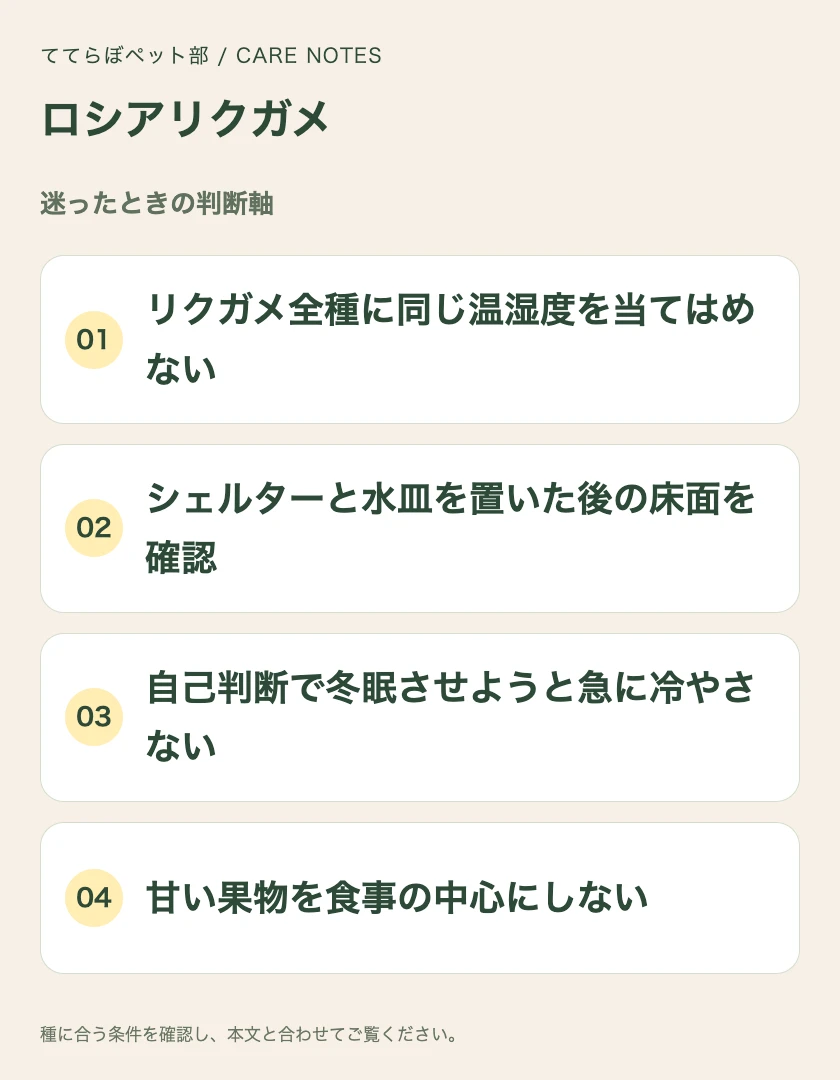 ロシアリクガメの迷ったときの判断軸