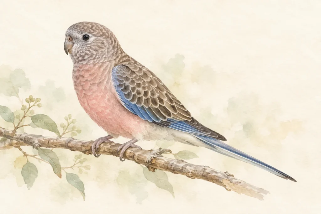 アキクサインコの水彩イラスト