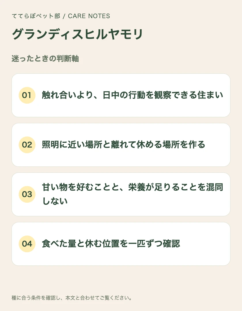 グランディスヒルヤモリの迷ったときの判断軸