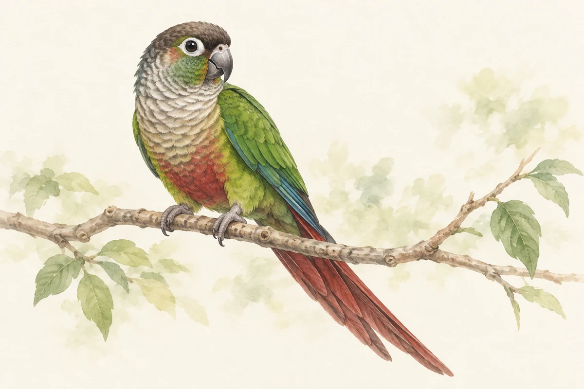 ウロコインコの水彩イラスト