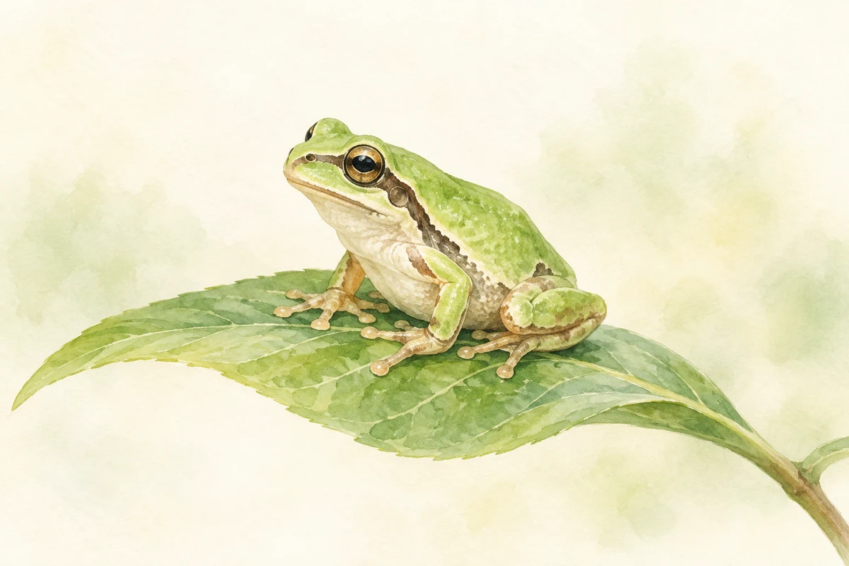 ニホンアマガエルの水彩イラスト
