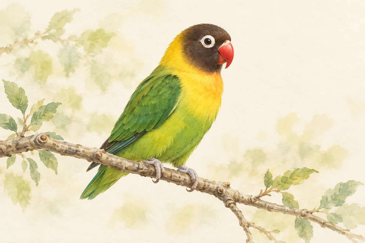 ボタンインコの水彩イラスト