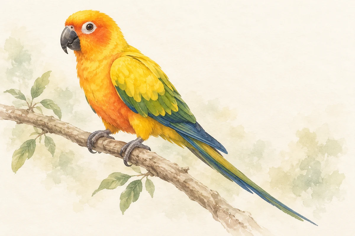 コガネメキシコインコの水彩イラスト