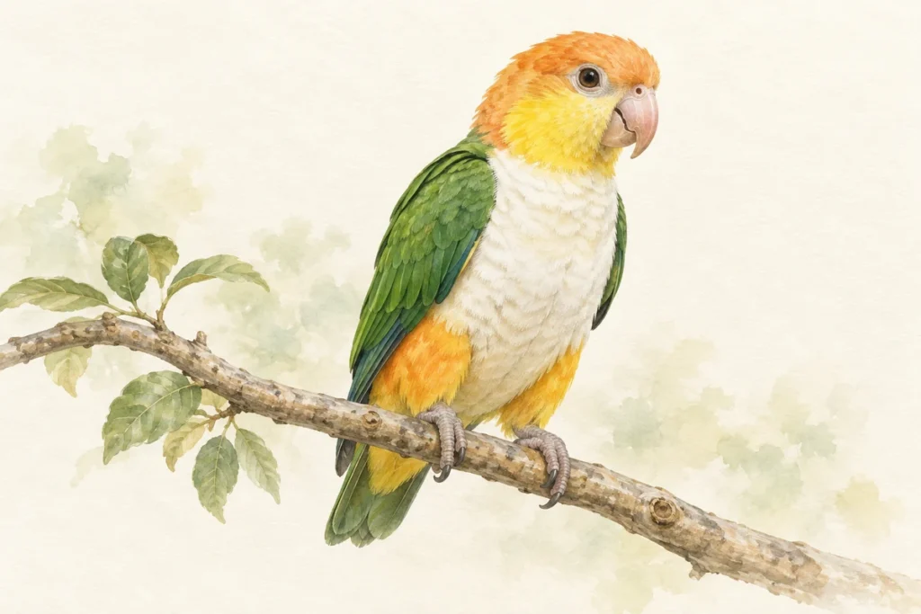 シロハラインコの水彩イラスト